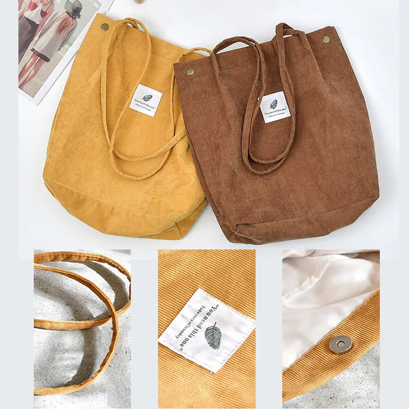MARKROYAL Corduroy Tote Bag for Women – Large Capacity Shoulder Bag
