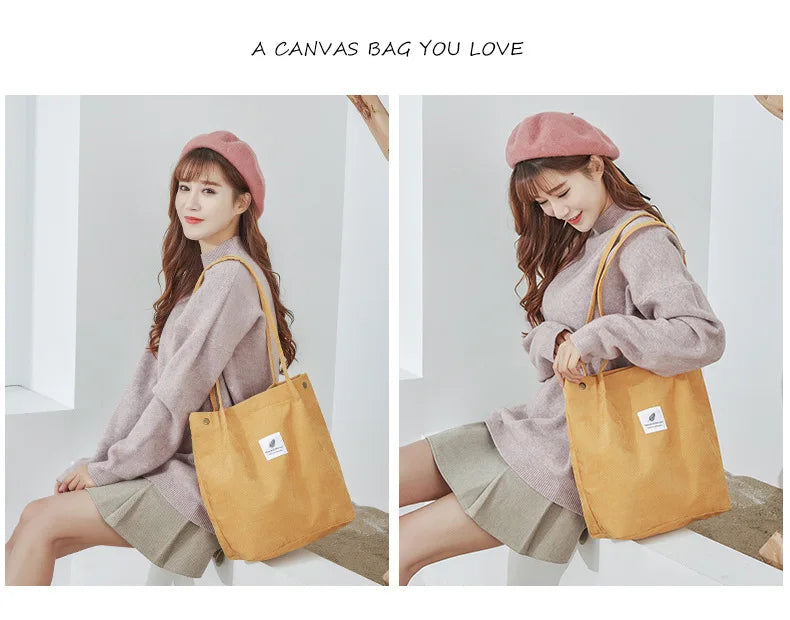MARKROYAL Corduroy Tote Bag for Women – Large Capacity Shoulder Bag