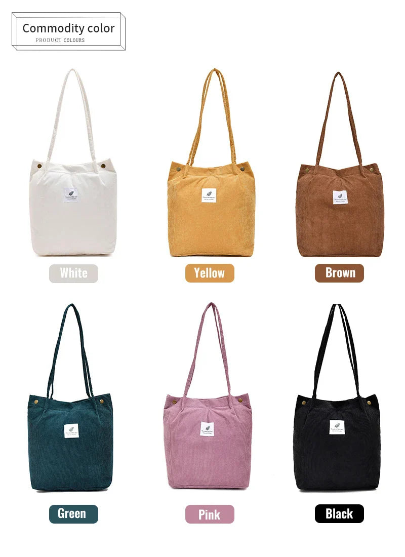 MARKROYAL Corduroy Tote Bag for Women – Large Capacity Shoulder Bag