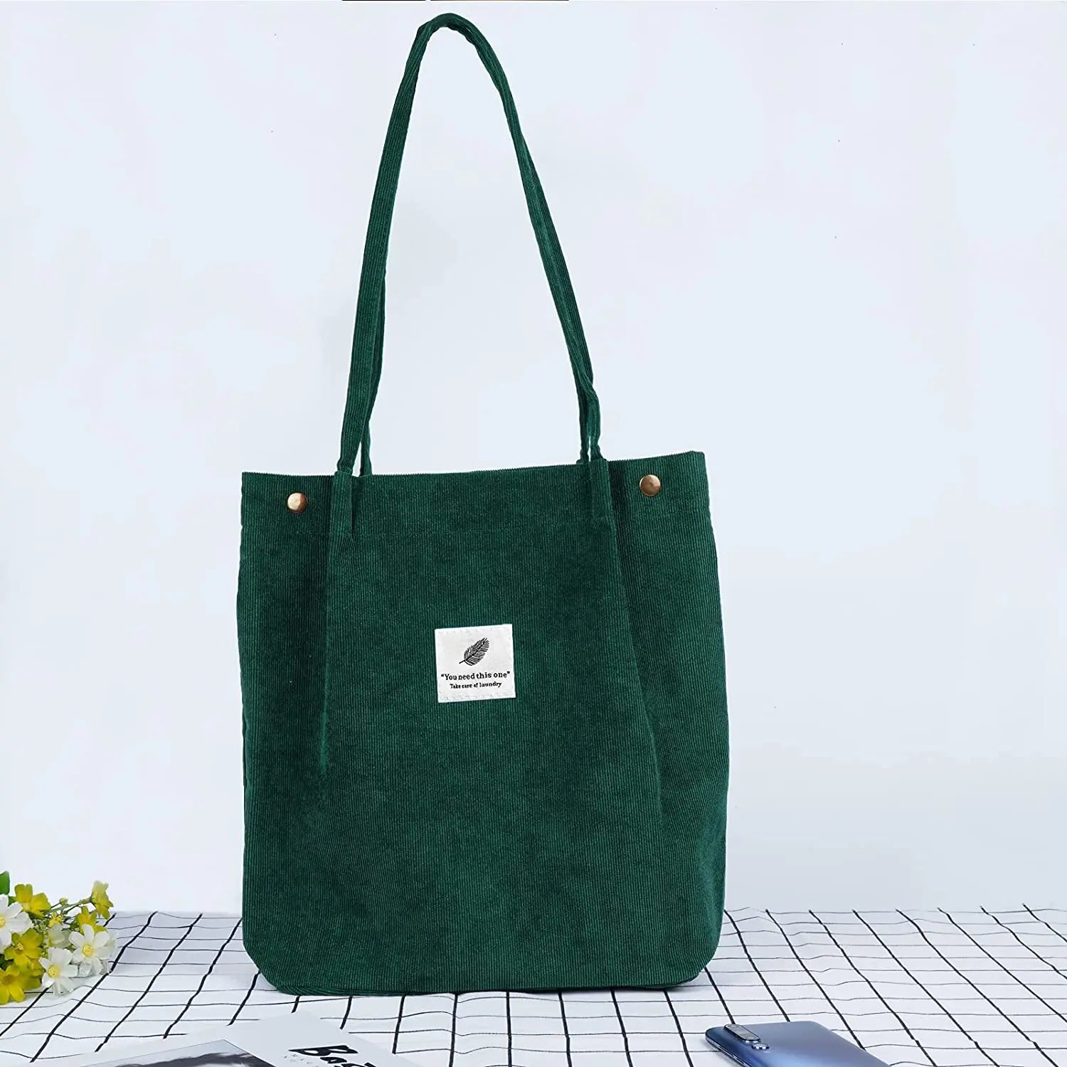 MARKROYAL Corduroy Tote Bag for Women – Large Capacity Shoulder Bag