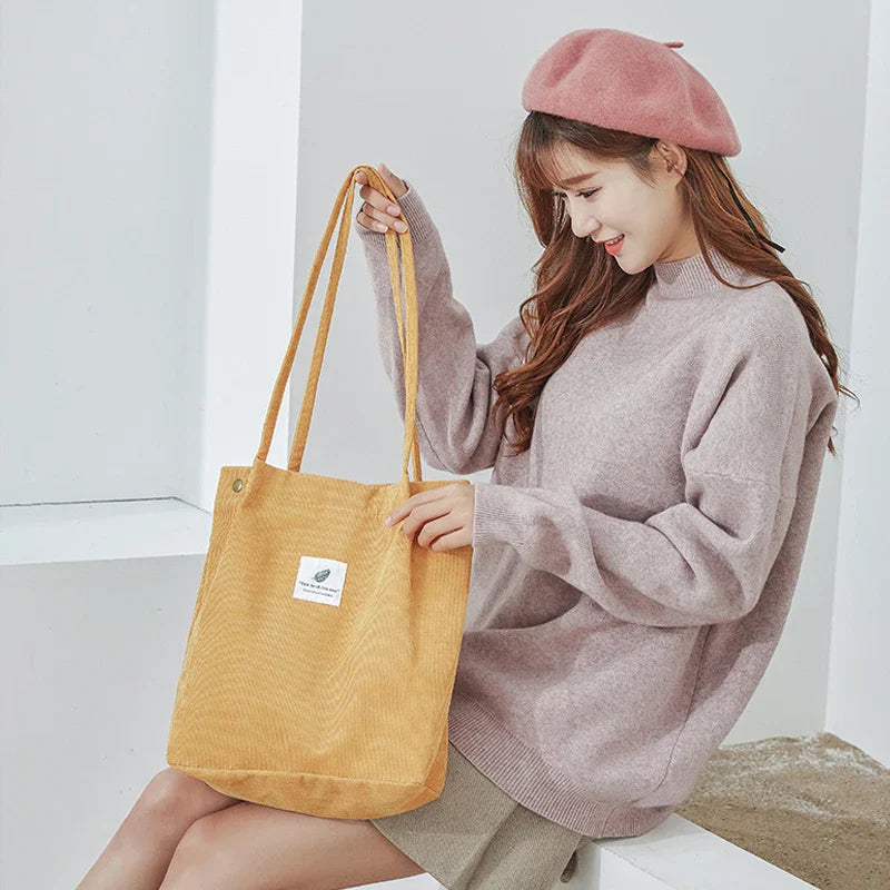 MARKROYAL Corduroy Tote Bag for Women – Large Capacity Shoulder Bag