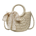 Yogodlns Handmade Half-Round Rattan Bag – Bohemian Wicker Shoulder Bag for Women