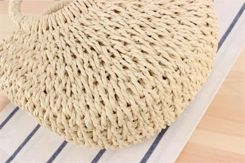 Yogodlns Handmade Half-Round Rattan Bag – Bohemian Wicker Shoulder Bag for Women