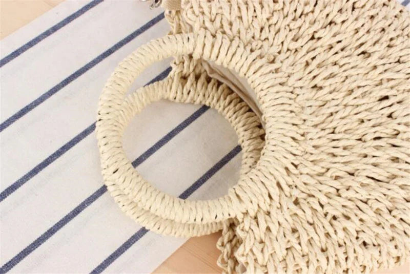 Yogodlns Handmade Half-Round Rattan Bag – Bohemian Wicker Shoulder Bag for Women