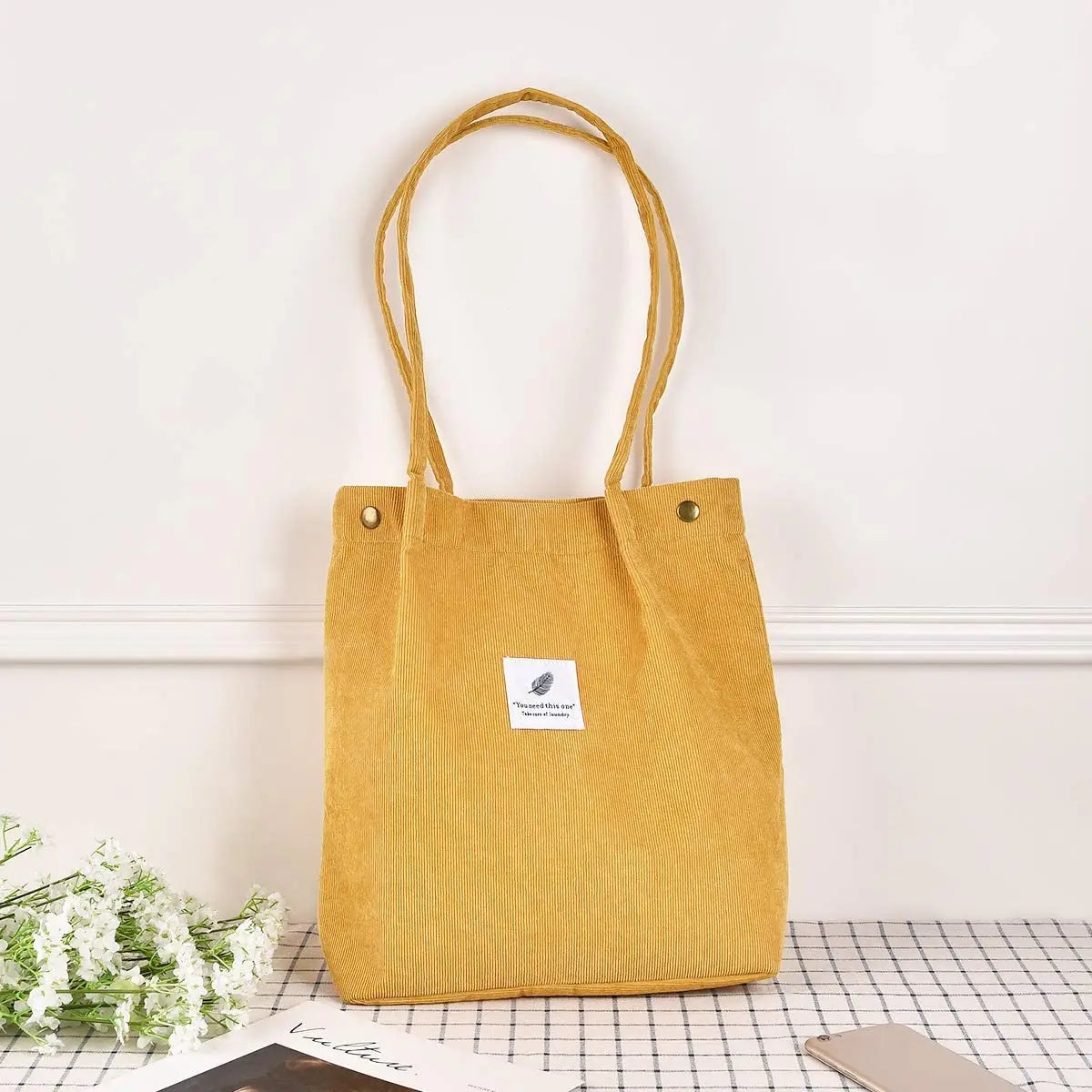 MARKROYAL Corduroy Tote Bag for Women – Large Capacity Shoulder Bag