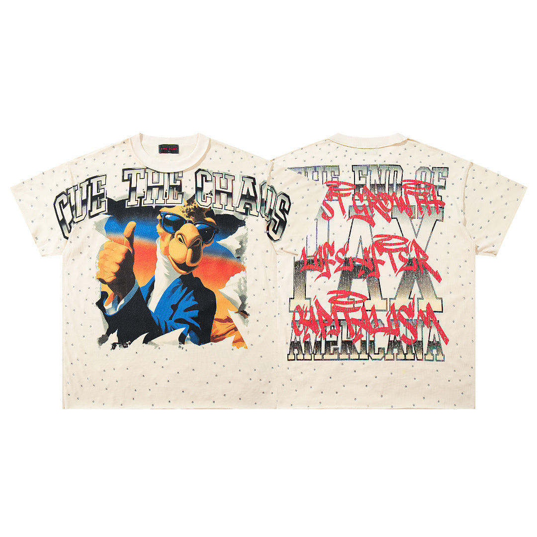 RARE PEACE Cool Camel Rhinestone Tee