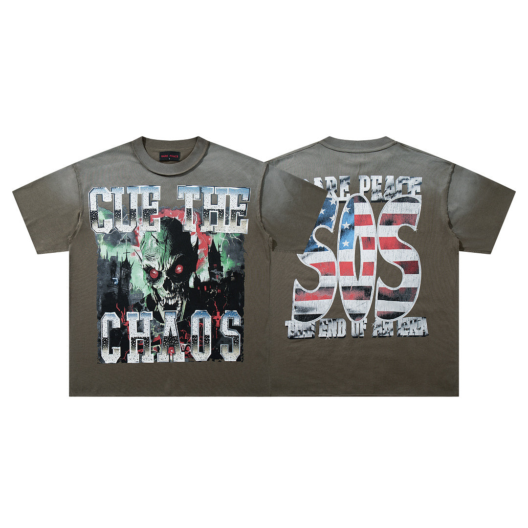 RARE PEACE Cue The Chaos Skull Tee