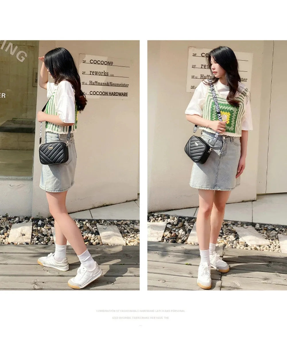 Women's High Quality PU Leather Rolling Strip Handbag – Elegant Structured Bag