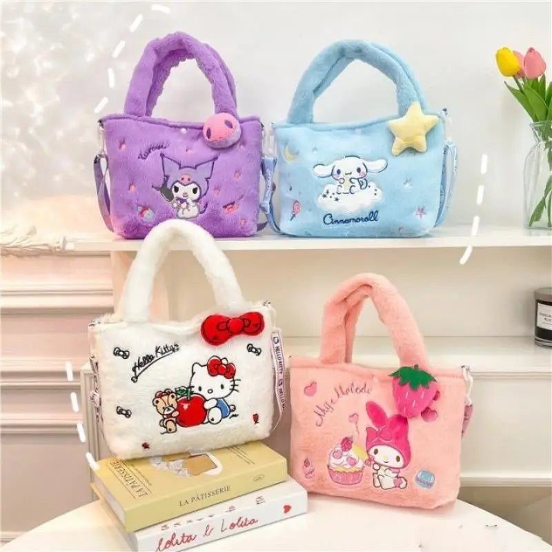 Sanrio Hello Kitty & Kuromi Plush Kawaii Bag – Cute Anime Shoulder Bag for Girls