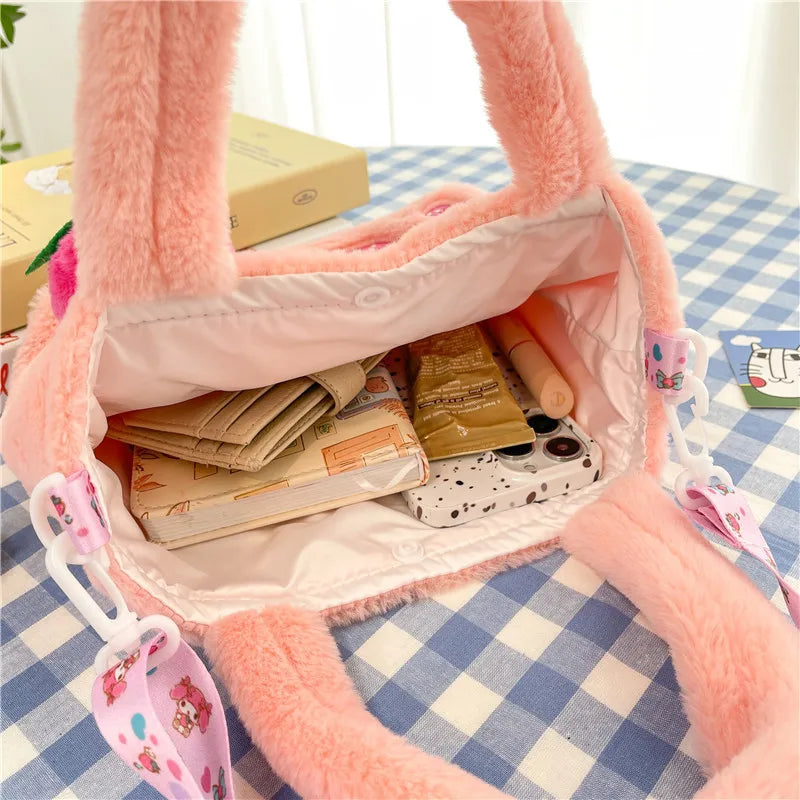 Sanrio Hello Kitty & Kuromi Plush Kawaii Bag – Cute Anime Shoulder Bag for Girls