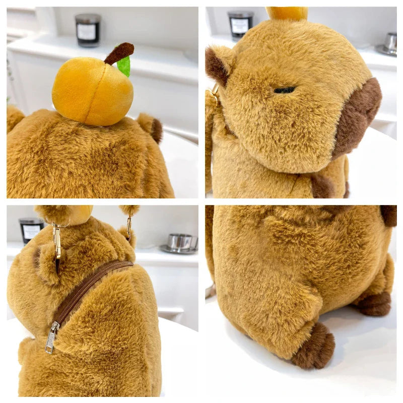 Cute Soft Plush Capybara Backpack for Girls – Kawaii Animal Mini Backpack