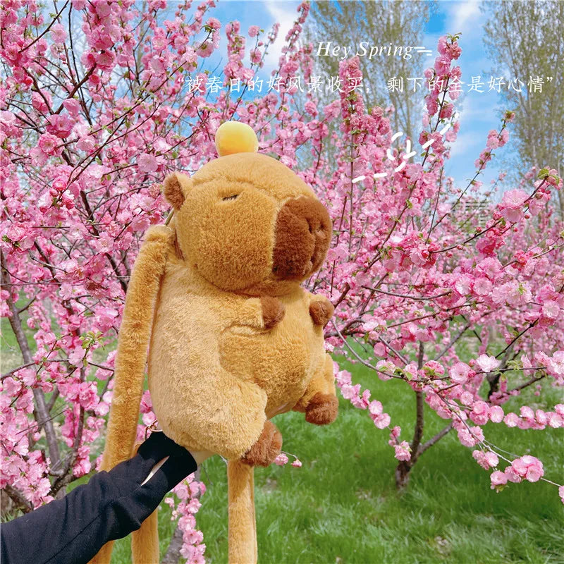 Cute Soft Plush Capybara Backpack for Girls – Kawaii Animal Mini Backpack