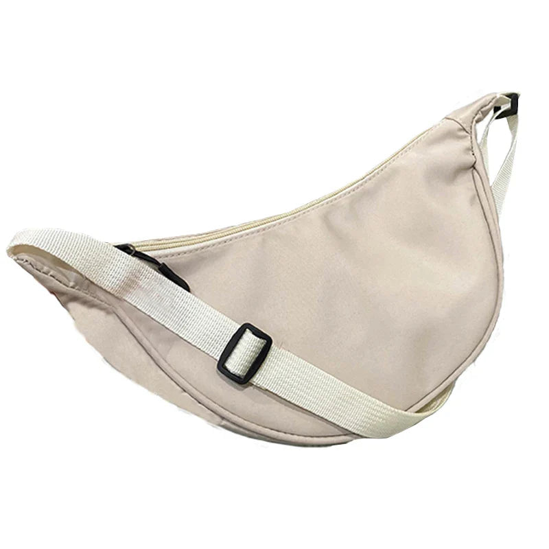 Women's Round-Shaped Nylon Bag – Lightweight Circular Shoulder Handbag