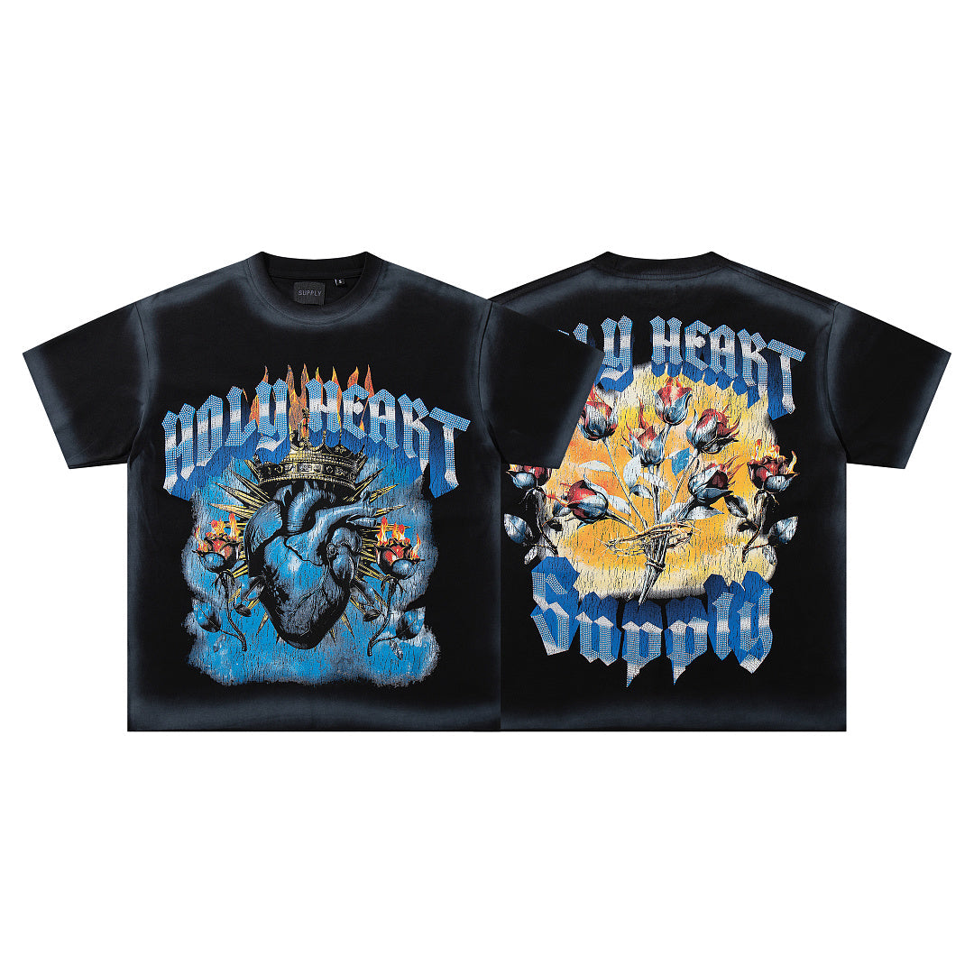 SUPPLY Holy Heart Crown Rose Graphic Tee