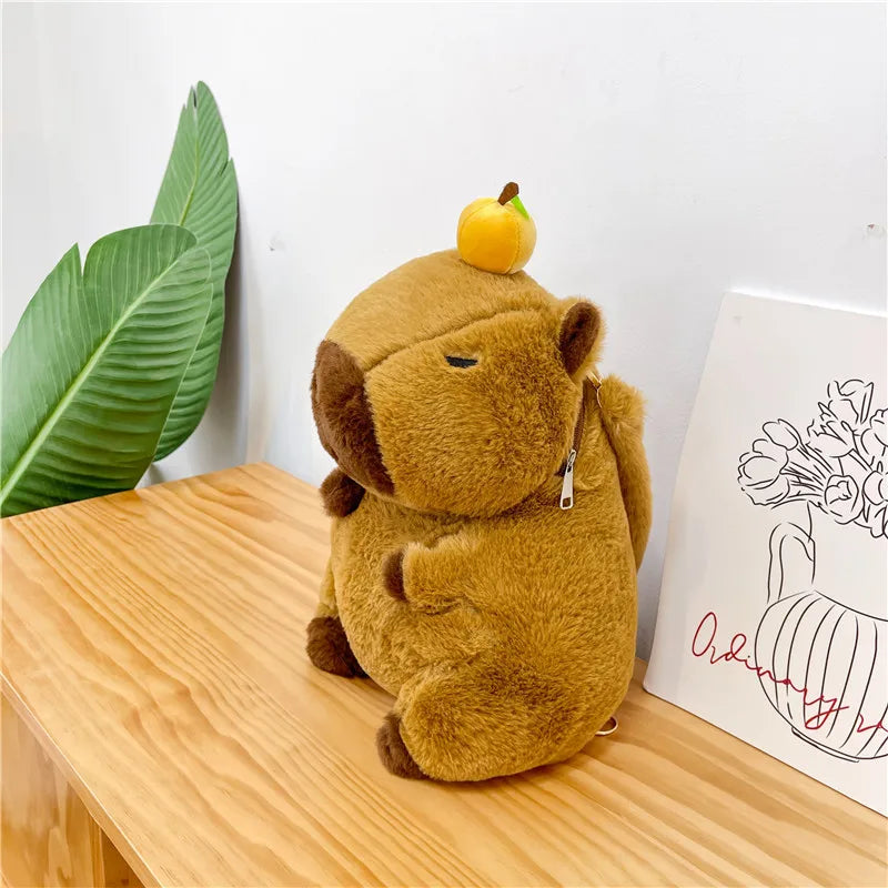 Cute Soft Plush Capybara Backpack for Girls – Kawaii Animal Mini Backpack