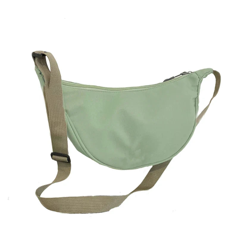 Women's Round-Shaped Nylon Bag – Lightweight Circular Shoulder Handbag
