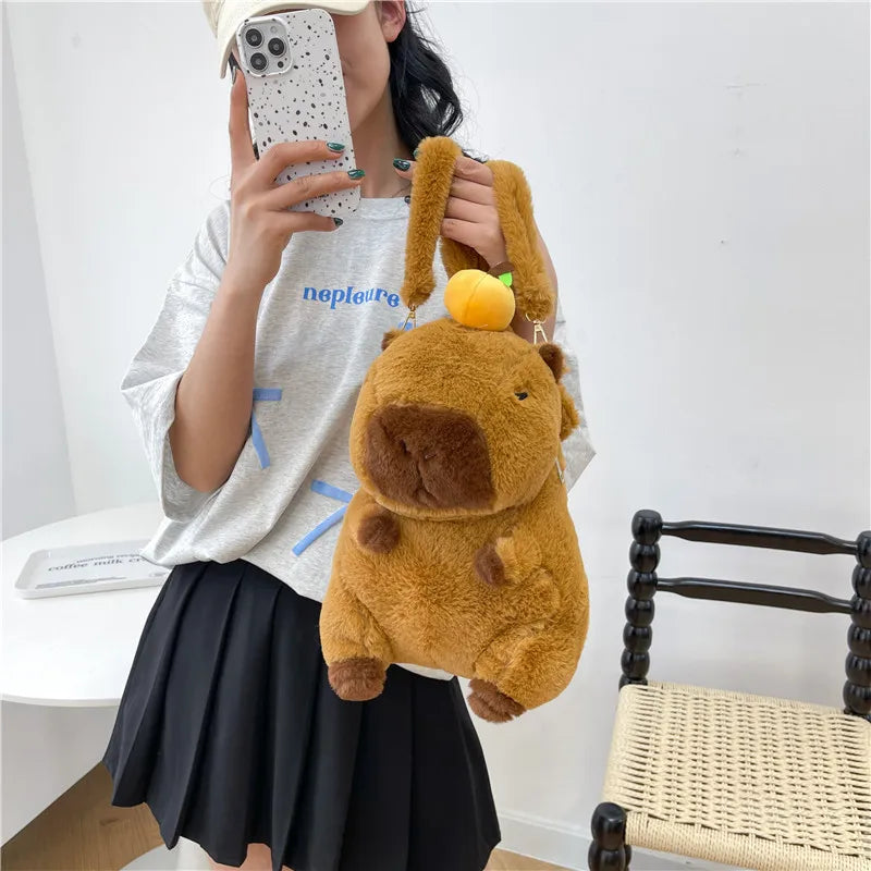 Cute Soft Plush Capybara Backpack for Girls – Kawaii Animal Mini Backpack