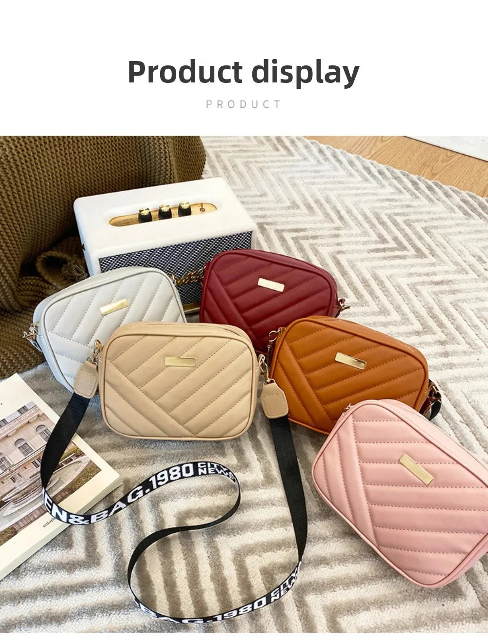 Women's High Quality PU Leather Rolling Strip Handbag – Elegant Structured Bag