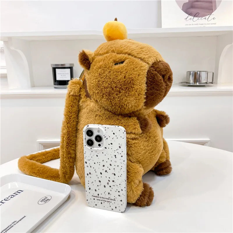 Cute Soft Plush Capybara Backpack for Girls – Kawaii Animal Mini Backpack