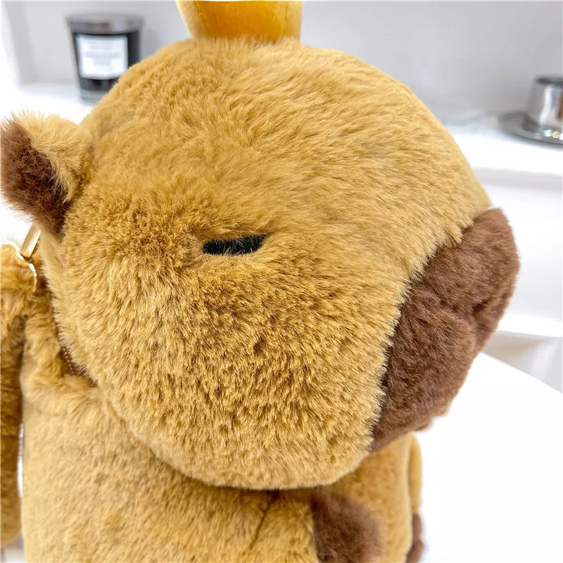 Cute Soft Plush Capybara Backpack for Girls – Kawaii Animal Mini Backpack