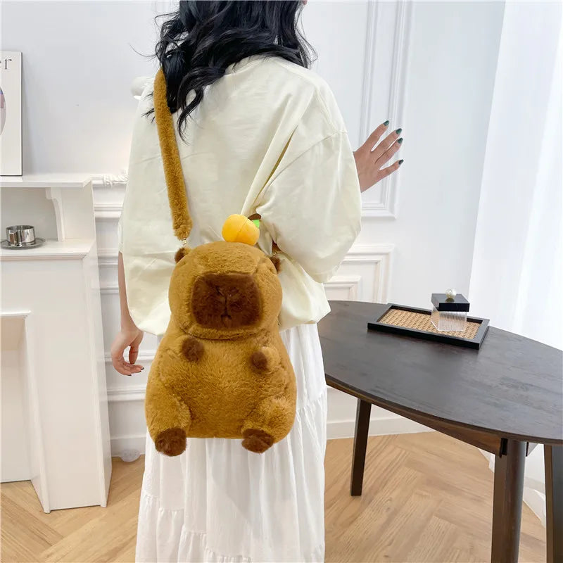 Cute Soft Plush Capybara Backpack for Girls – Kawaii Animal Mini Backpack