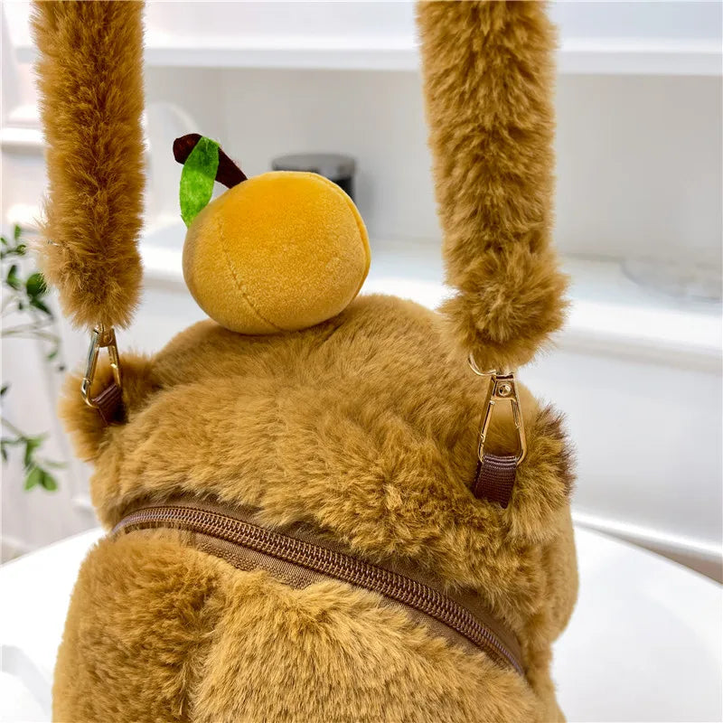 Cute Soft Plush Capybara Backpack for Girls – Kawaii Animal Mini Backpack