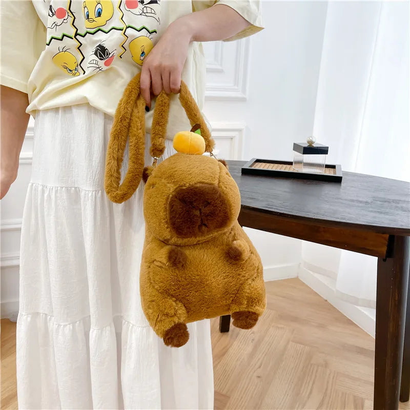 Cute Soft Plush Capybara Backpack for Girls – Kawaii Animal Mini Backpack