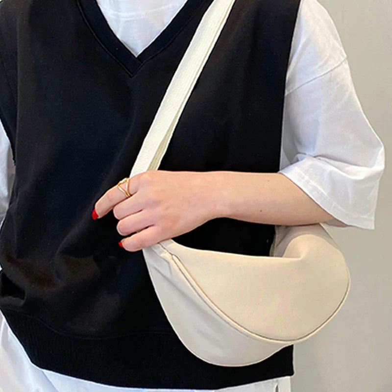 Women's Round-Shaped Nylon Bag – Lightweight Circular Shoulder Handbag