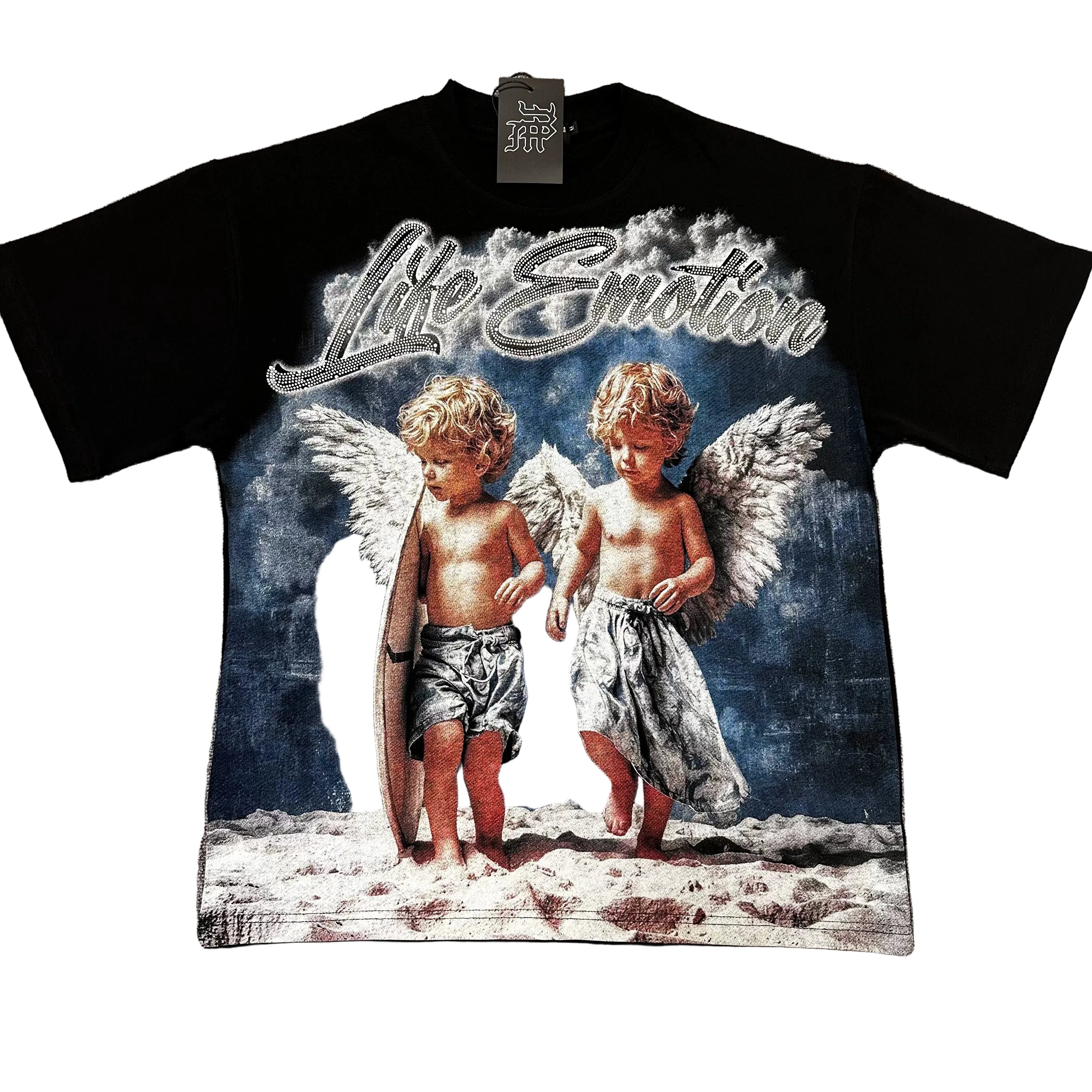 MIXED EMOTION Oversized Angel Print Tee