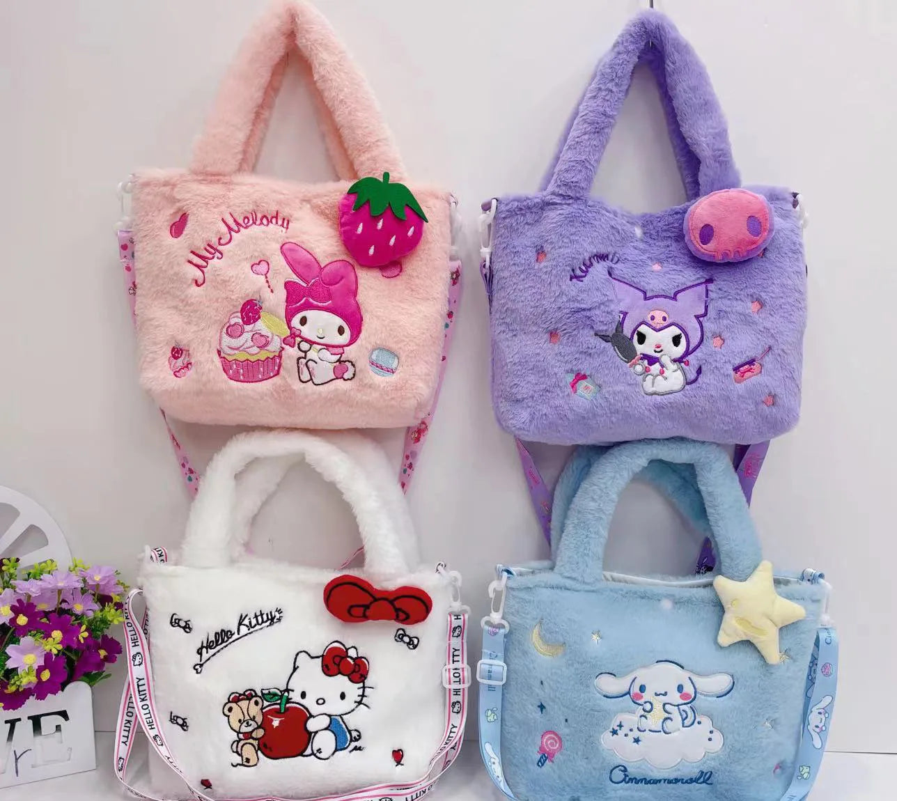 Sanrio Hello Kitty & Kuromi Plush Kawaii Bag – Cute Anime Shoulder Bag for Girls