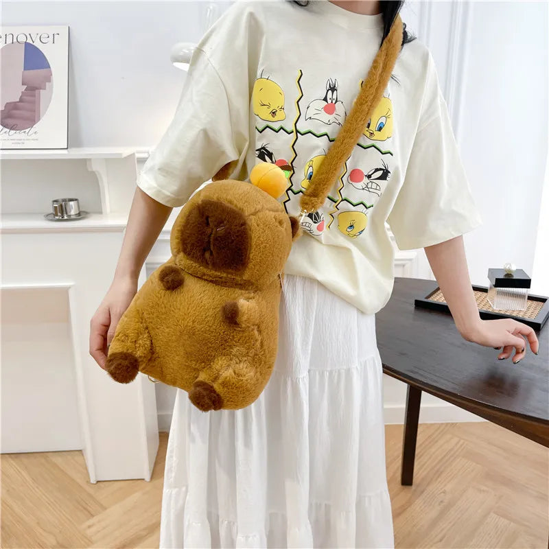Cute Soft Plush Capybara Backpack for Girls – Kawaii Animal Mini Backpack