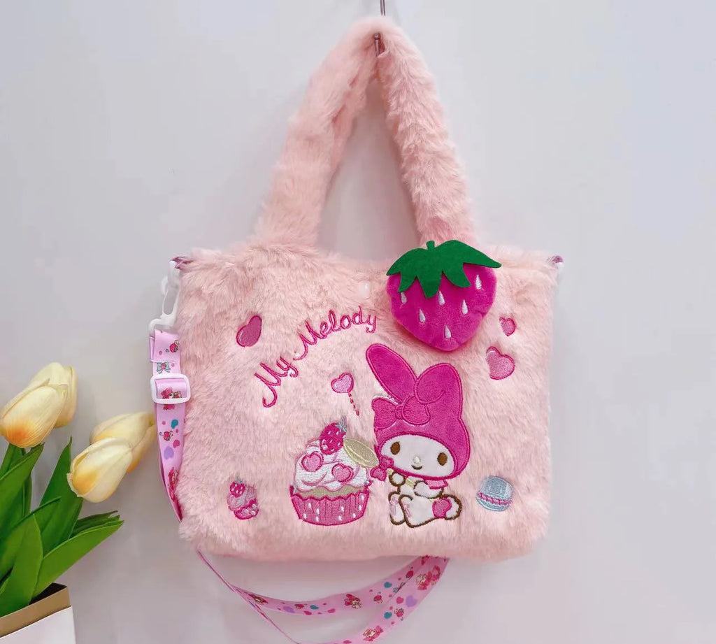 Sanrio Hello Kitty & Kuromi Plush Kawaii Bag – Cute Anime Shoulder Bag for Girls