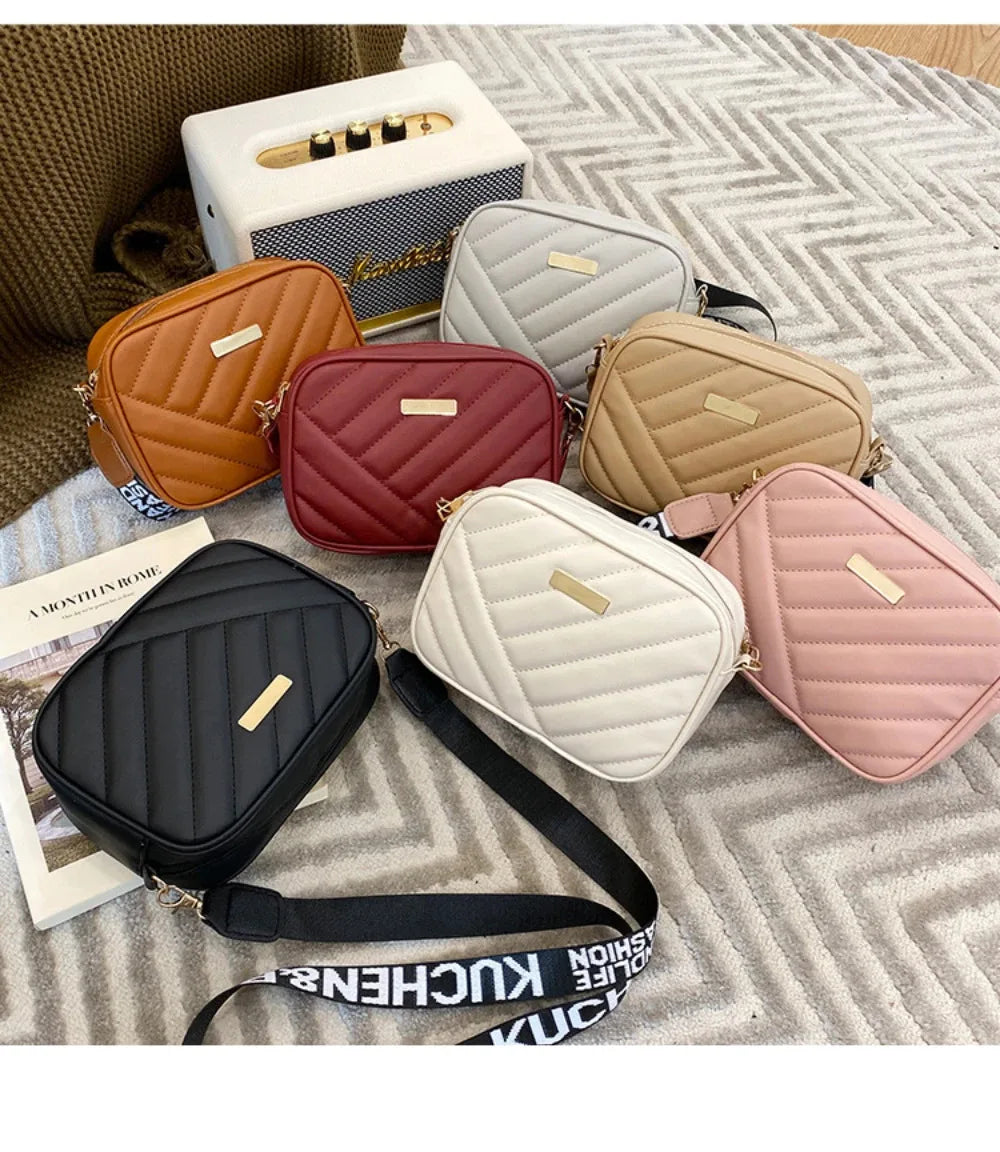 Women's High Quality PU Leather Rolling Strip Handbag – Elegant Structured Bag