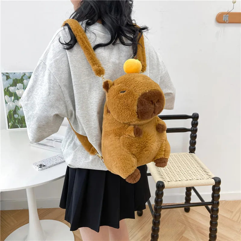 Cute Soft Plush Capybara Backpack for Girls – Kawaii Animal Mini Backpack