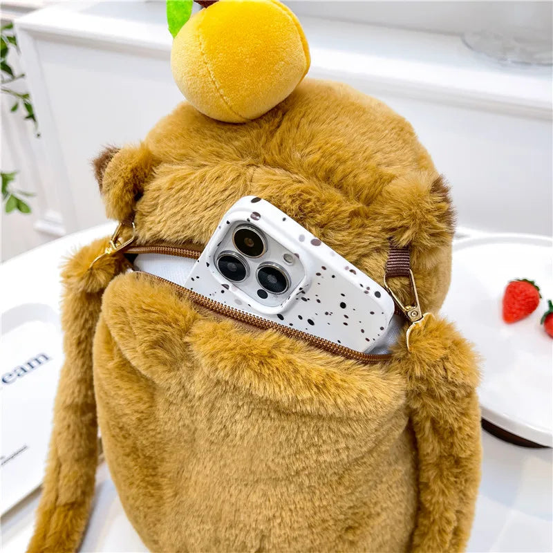 Cute Soft Plush Capybara Backpack for Girls – Kawaii Animal Mini Backpack