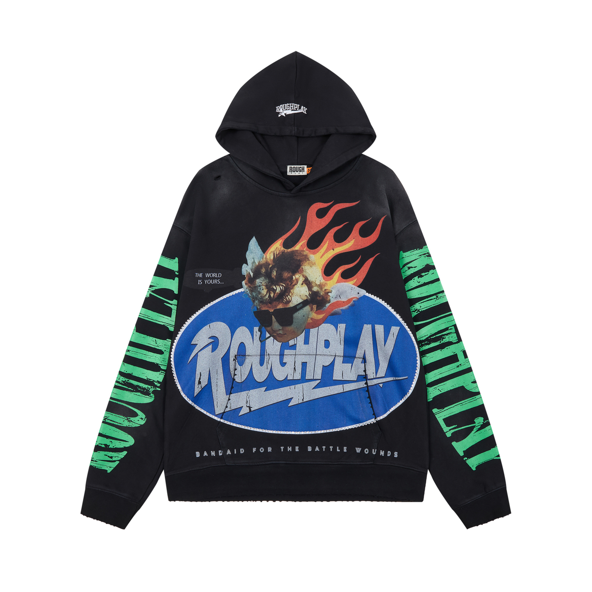 RoughPlay Black Flame Retro Hoodie
