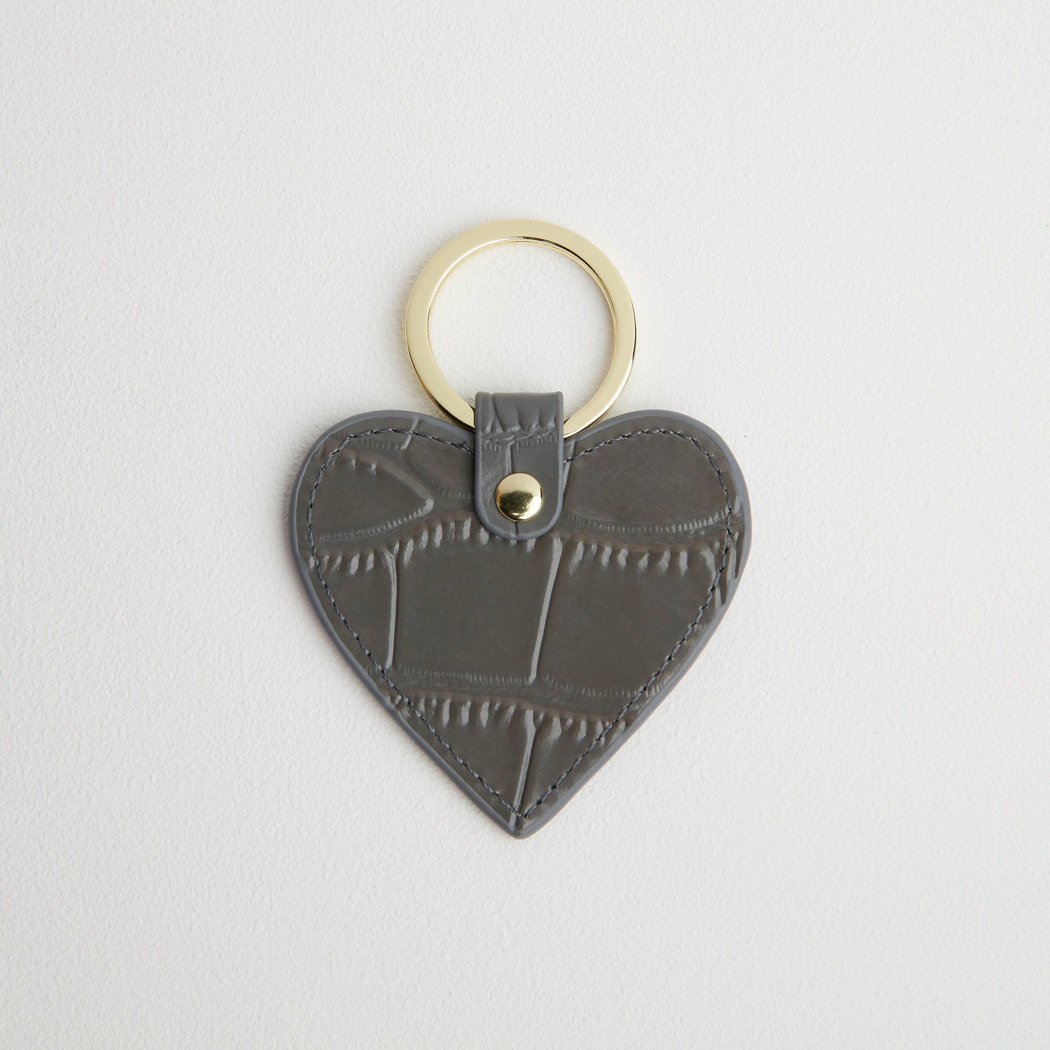 Croc Leather Heart Keyring