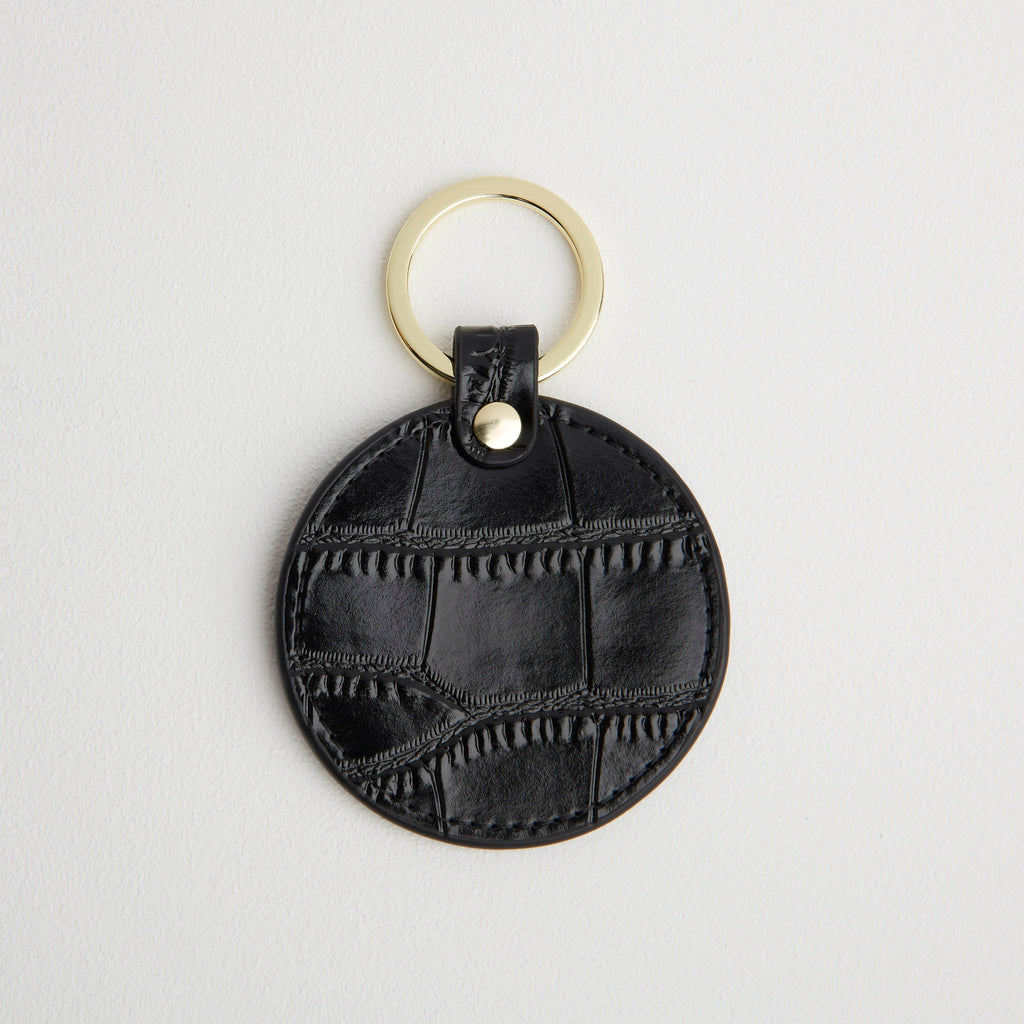 Croc Leather Round Keyring