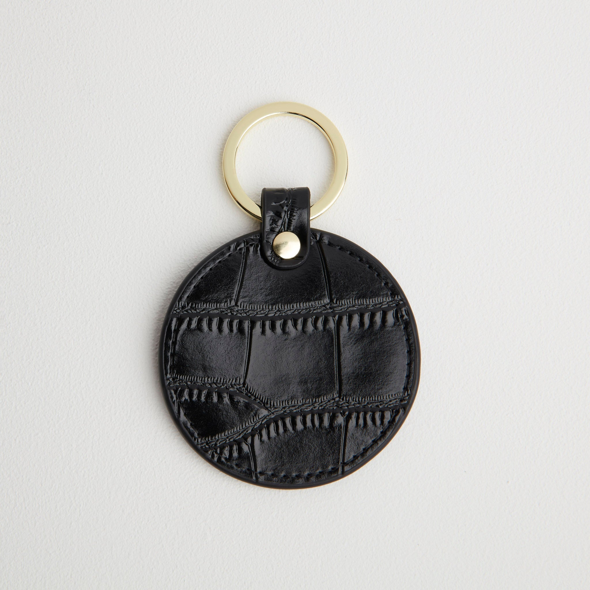 Croc Leather Round Keyring