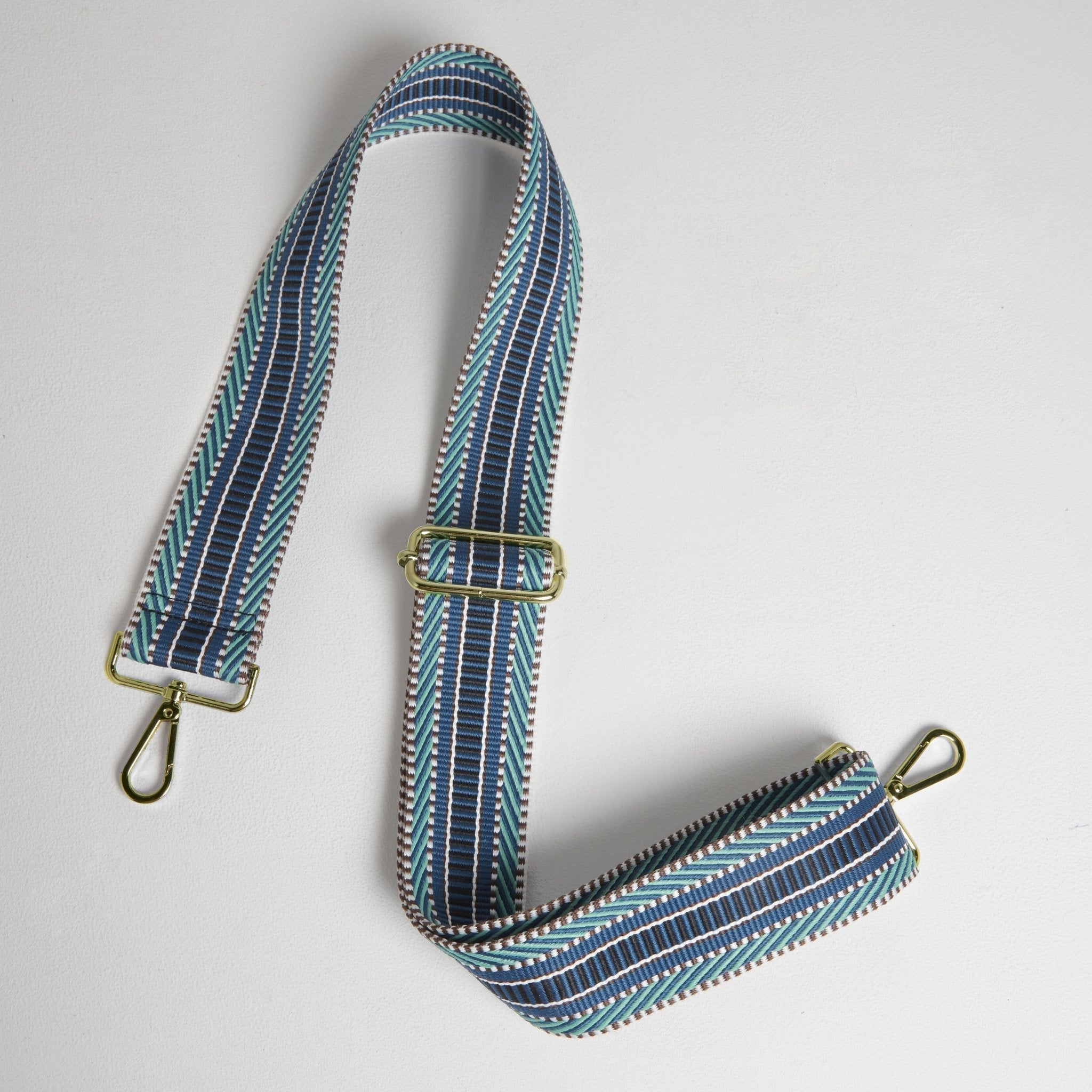 Crossbody Strap - Blue Aztec (Gold Hardware)