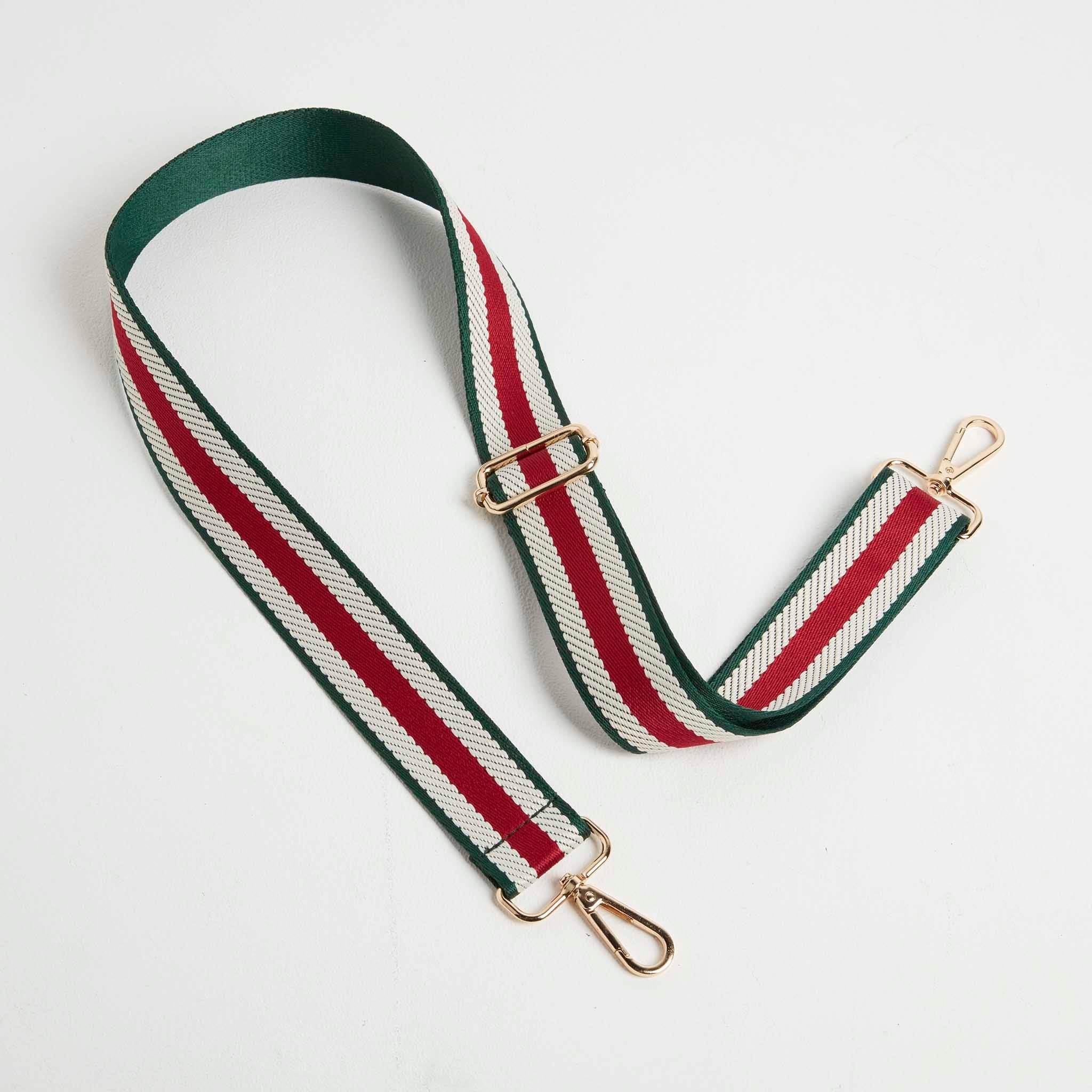 Crossbody Strap - Green Stripe (Gold Hardware)