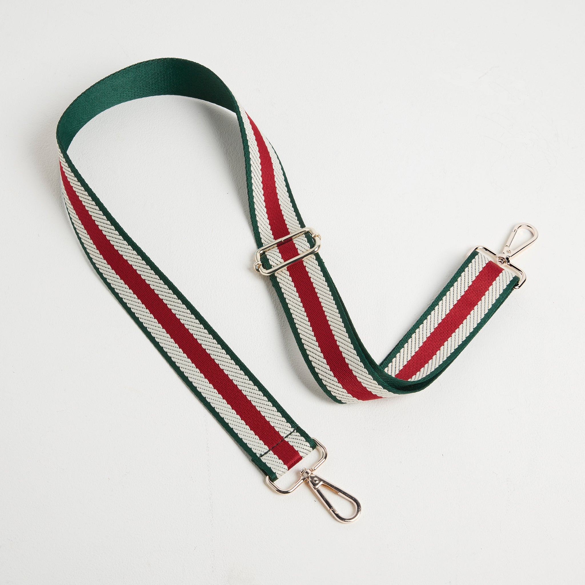 Crossbody Strap - Green Stripe (Silver Hardware)