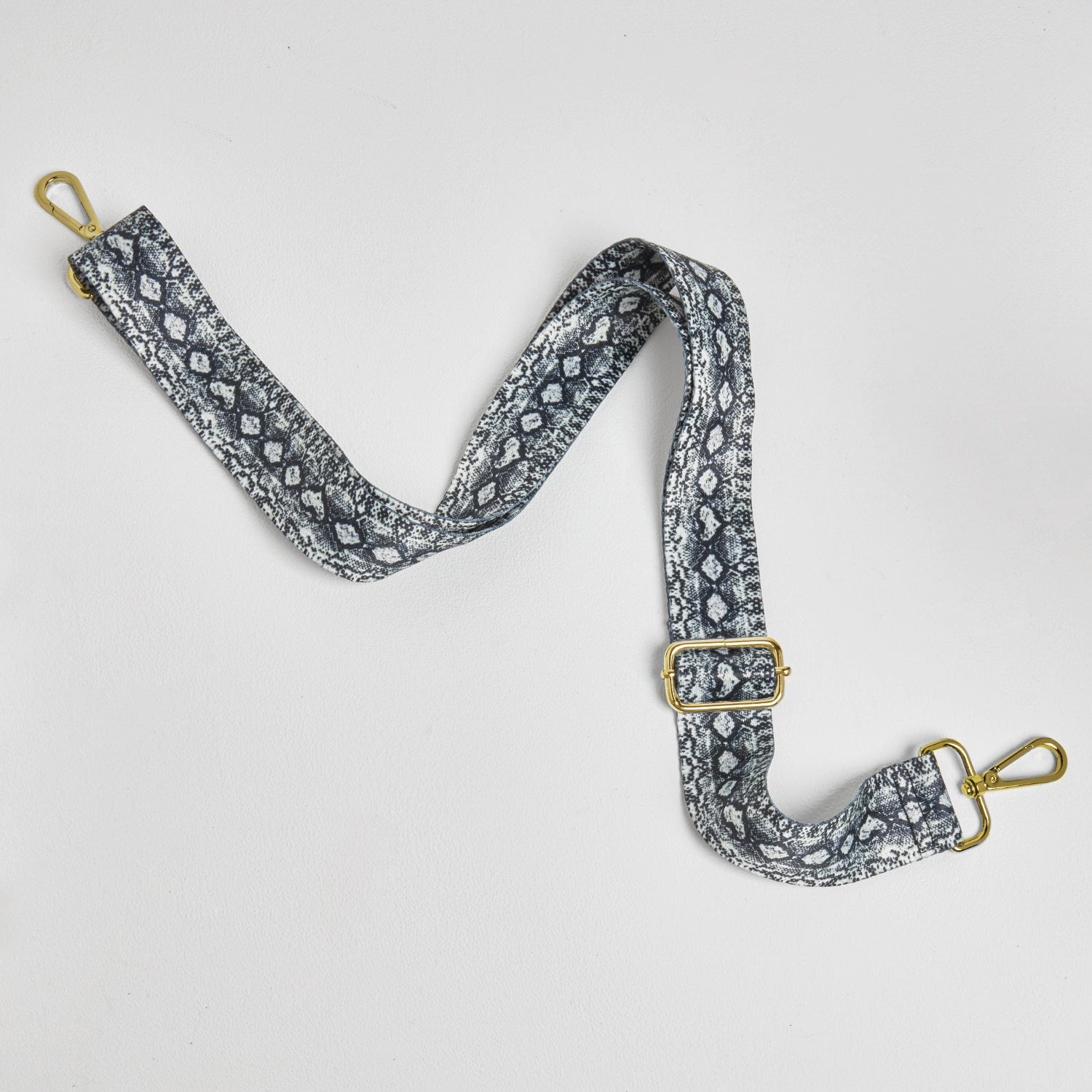 Crossbody Strap - Grey Snake Print (Gold Hardware)