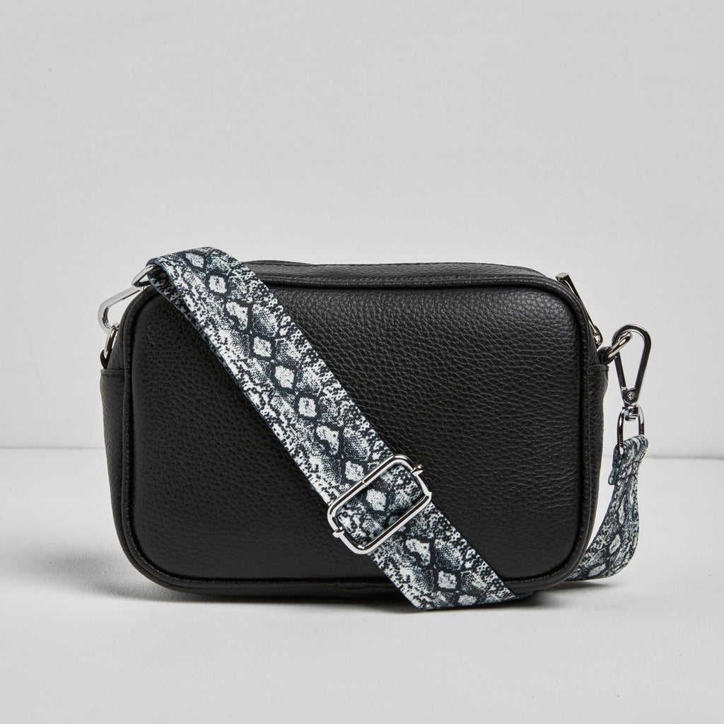 Crossbody Strap - Grey Snake Print (Silver Hardware)