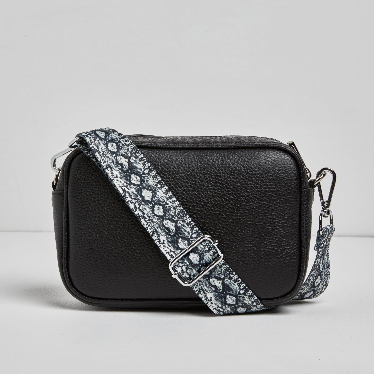 Crossbody Strap - Grey Snake Print (Silver Hardware)