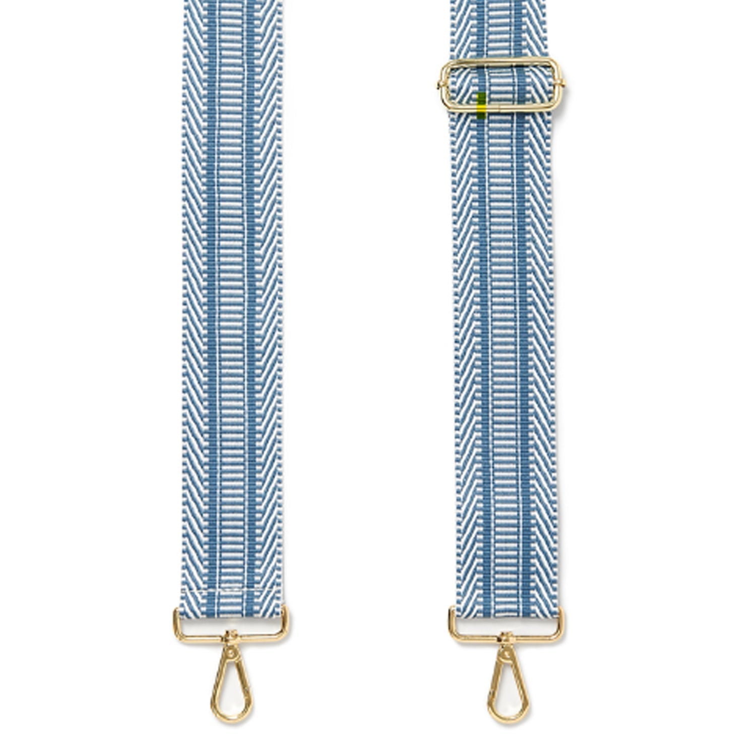 Crossbody Strap - Light Blue and White Chevron (Gold Hardware)