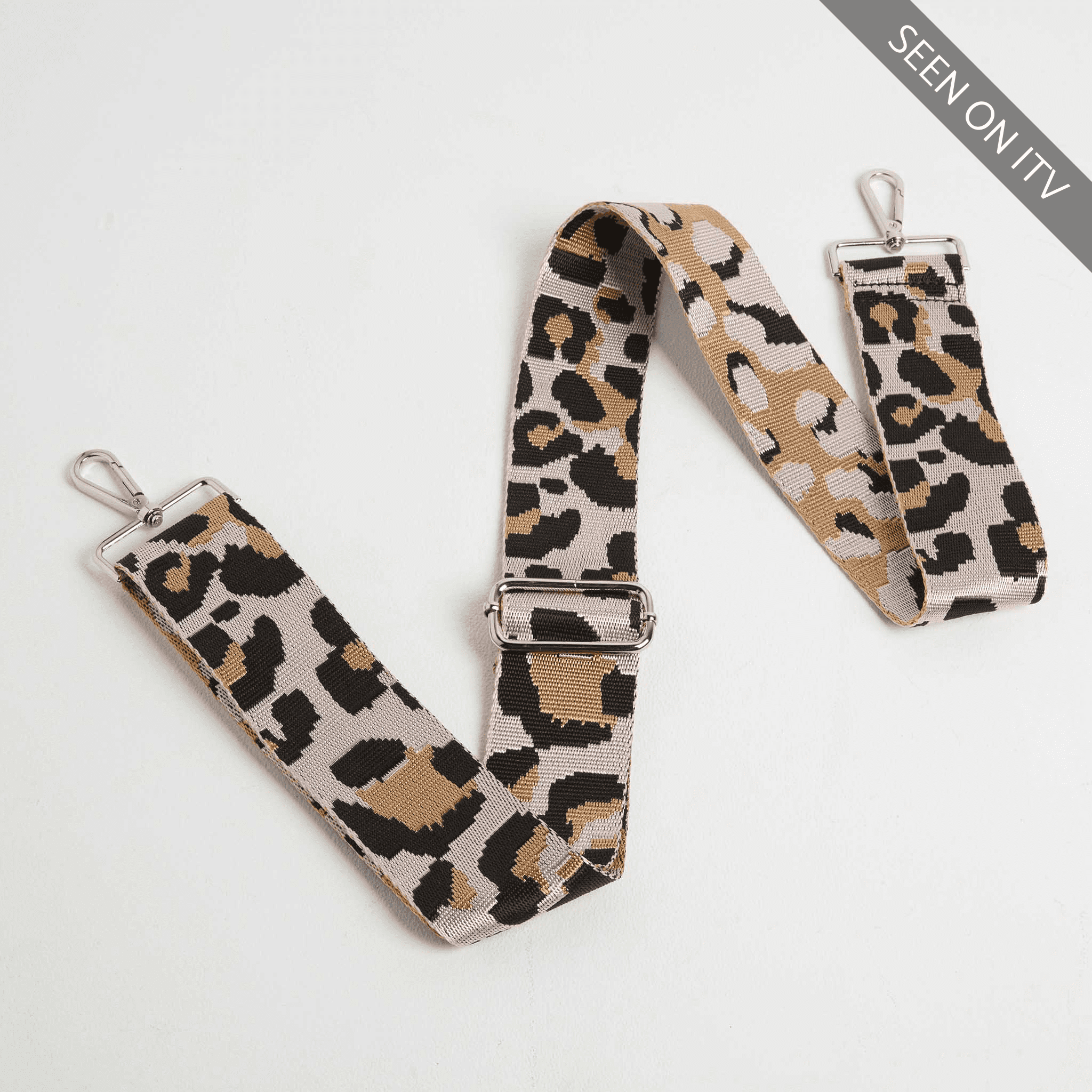 Crossbody Strap - Light Pink Leopard Print (Silver Hardware)