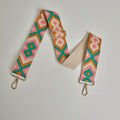 Crossbody Strap -  Mustard and Pink Bohemian Print (Silver Hardware)
