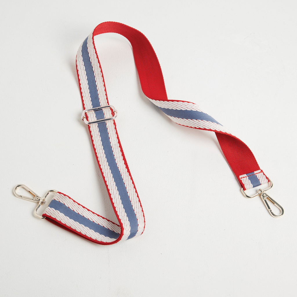 Crossbody Strap - Nautical Stripes (Silver Hardware)