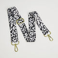 Crossbody Strap - White and Black Leopard Print (Gold Hardware)